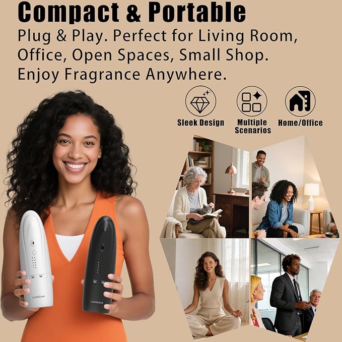Waterless Diffuser with Bluetooth App for Home Large Room - Plug in Diffusers for Essential Oils Covers 500 Sq.Ft White