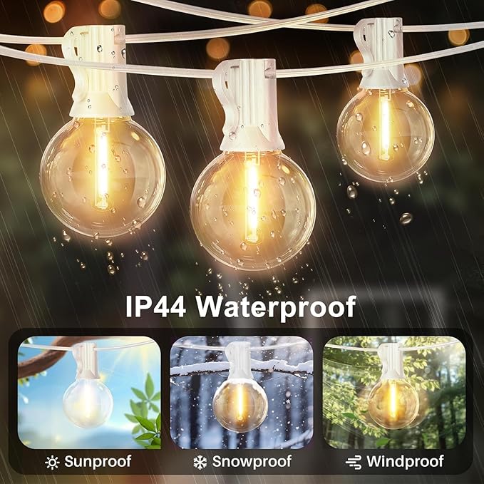 LAMPHOME 4 Pack 26FT LED Outdoor String Lights, 12+1 Shatterproof G40 Edison Bulbs, Connectable & Weatherproof Commercial Grade Patio Lights, Warm White Backyard Decorative Lighting