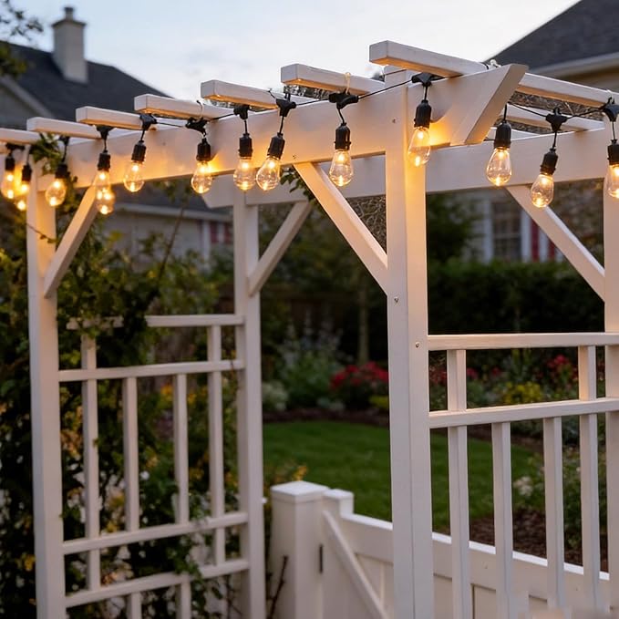 Vigdur 11FT Solar String Lights Outdoor Waterproof with 15 Plastic Bulbs Shatterproof & Auto ON/Off, Solar Powered Patio Lights for Camping Backyard Garden Porch Decor