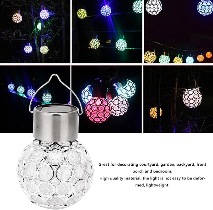 Akozon Solarpowered LED Hanging Light for Lawn, Courtyard and Garden Decor, for Home Outdoor Decoration