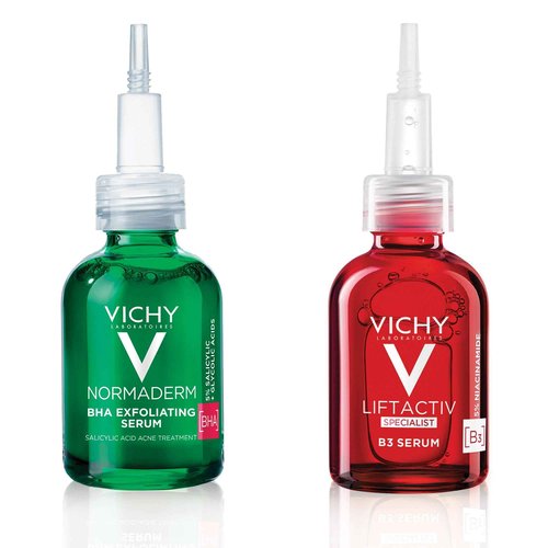 Vichy Acne Prone Skin Bundle, Normaderm BHA Exfoliating Serum and LiftActiv B3 Niacinamide Serum