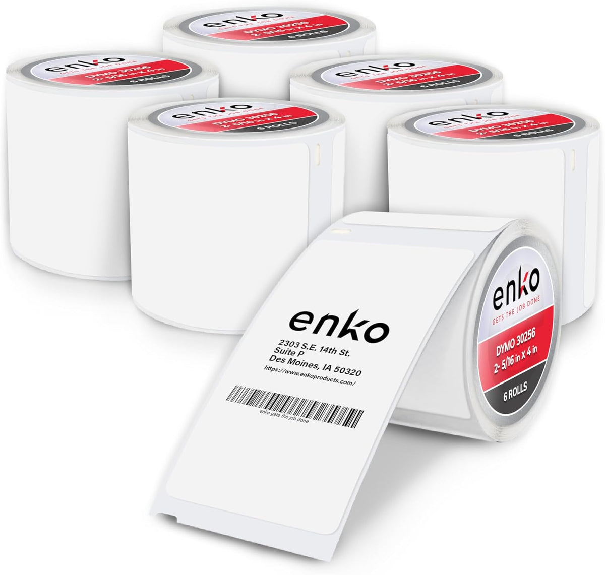 enKo (6 Rolls, 1,800 Labels) Address, Shipping & Barcode Labels 30256 (2-5/16 x 4") Compatible for Dymo LabelWriter