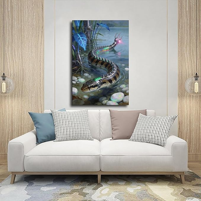 Framed Futuristic Nature Wall Art for Modern Living Room Creative Sci Fi Style Interior Decor 12x18inch(30x45cm)