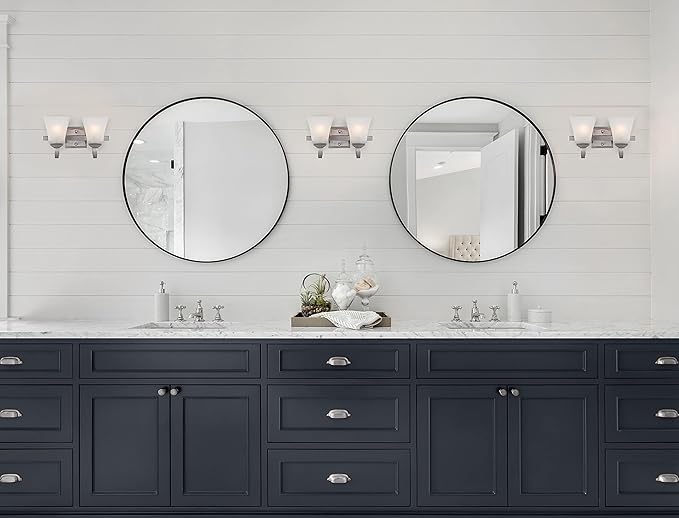 Design House 587774 Torino Traditional 2-Light Indoor Dimmable Up/Down Mount Bathroom Vanity Light with Frosted Glass for Hallway Foyer, Satin Nickel