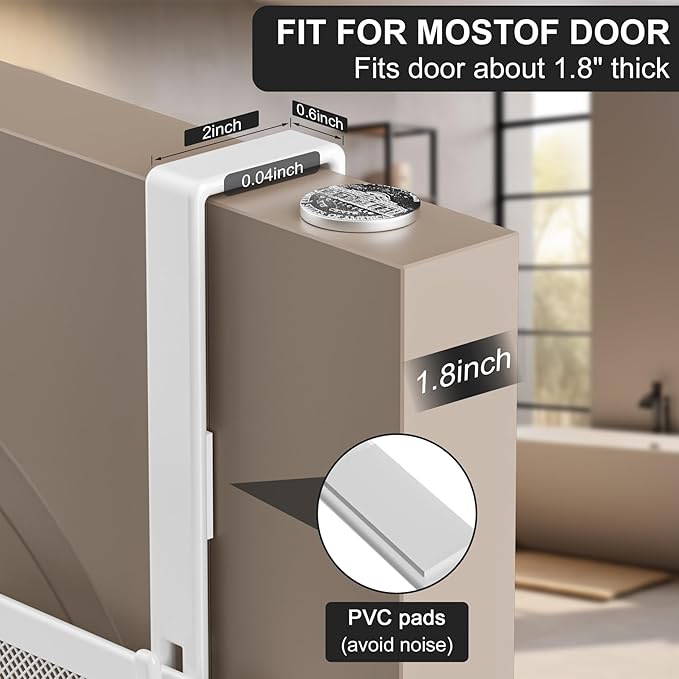 Adjustable Over The Door Hooks Organizer, Door Hanger Coat Rack with 2 Mesh Baskets and 10 Hooks, Back of Door Storage Organizer for Bedroom,Bathroom,Kitchen (White)