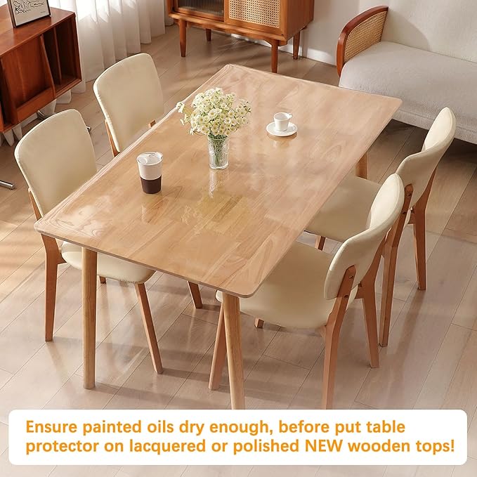 48 x 72 Inch 4FT Clear Plastic Dining Table Protector Tablecloth Desk Pad Mat Wooden Furniture Coffee Glass End Side Pub Table Cloth Top Protection Countertop Cover Waterproof Rectangular PVC Vinyl