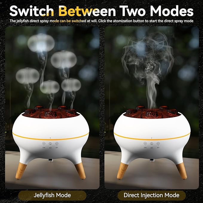 Dynamic Jellyfish Humidifier, 7 Color-Changing LED Lights, 2 Modes Fire Mist Waterless Auto Shut Off Aromatherapy Diffuser, Remote Control Humidifier for Bedroom, Office, Yoga, Gifts
