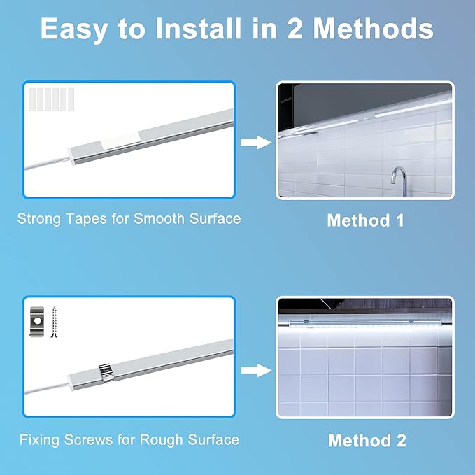 Maylit Under Cabinet Lights Plug in, 6 Pcs 12 Inch Ultra Thin Under Cabinet Lighting, Super Bright Daylight White Under Counter Lights for Kitchen, Dimmable Light for Cabinet, Counter, Workbench, Desk
