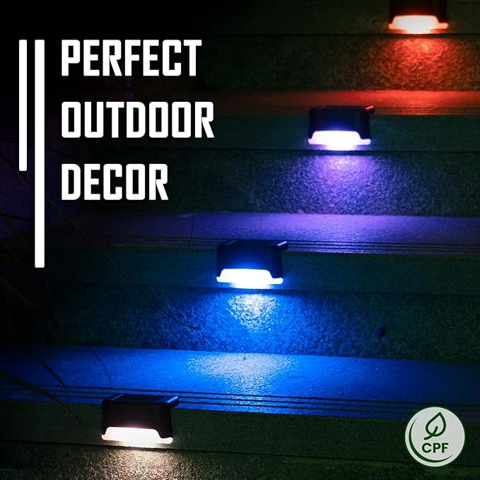 SOLPEX Color Changing Solar Deck Lights, 16 Pack Waterproof LED Lights for Decks,Stairs,Fences,Yards and Patios