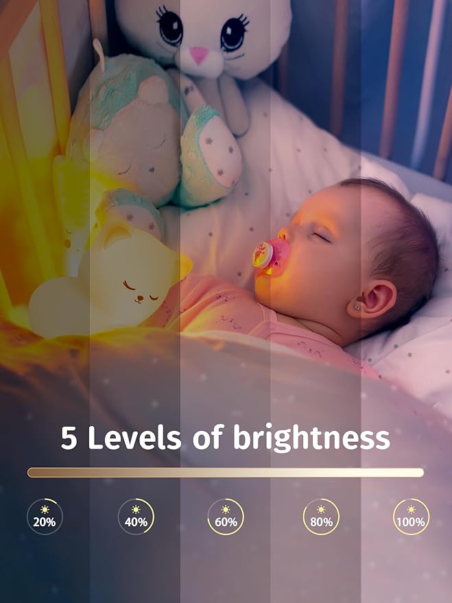 Mubarek Night Light for Kids, 16 Colors Dimmable Night Light lamp, Remote Silicone NightLight for Baby Nursery, Rechargeable Cute Lamp Cat Lamp,Timer Toddler Nightlight for Kids Room