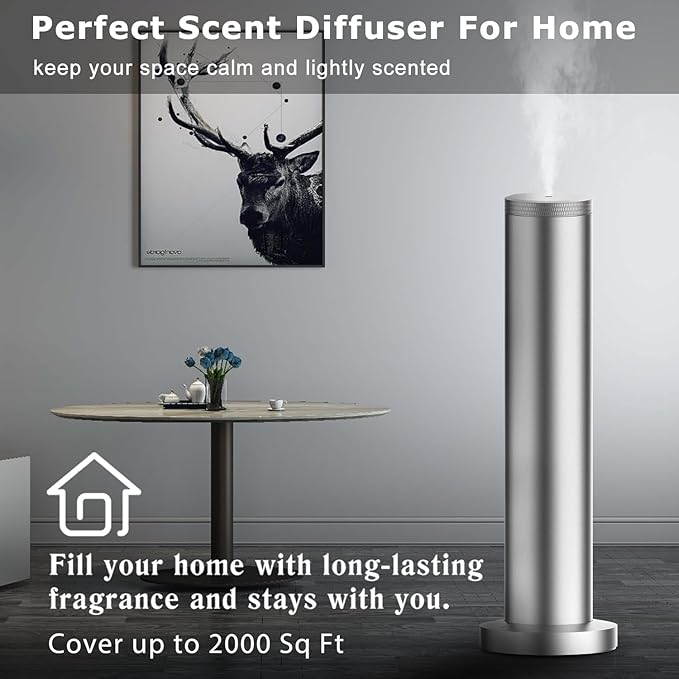2026 Upgraded Cordless Rechargeable Diffuser - Hotel Scent Diffuser for Whole House- Scent Air Machine -App Bluetooth Control - Waterless Essential Oil Diffuser for Large Room, Studio Office -Silver