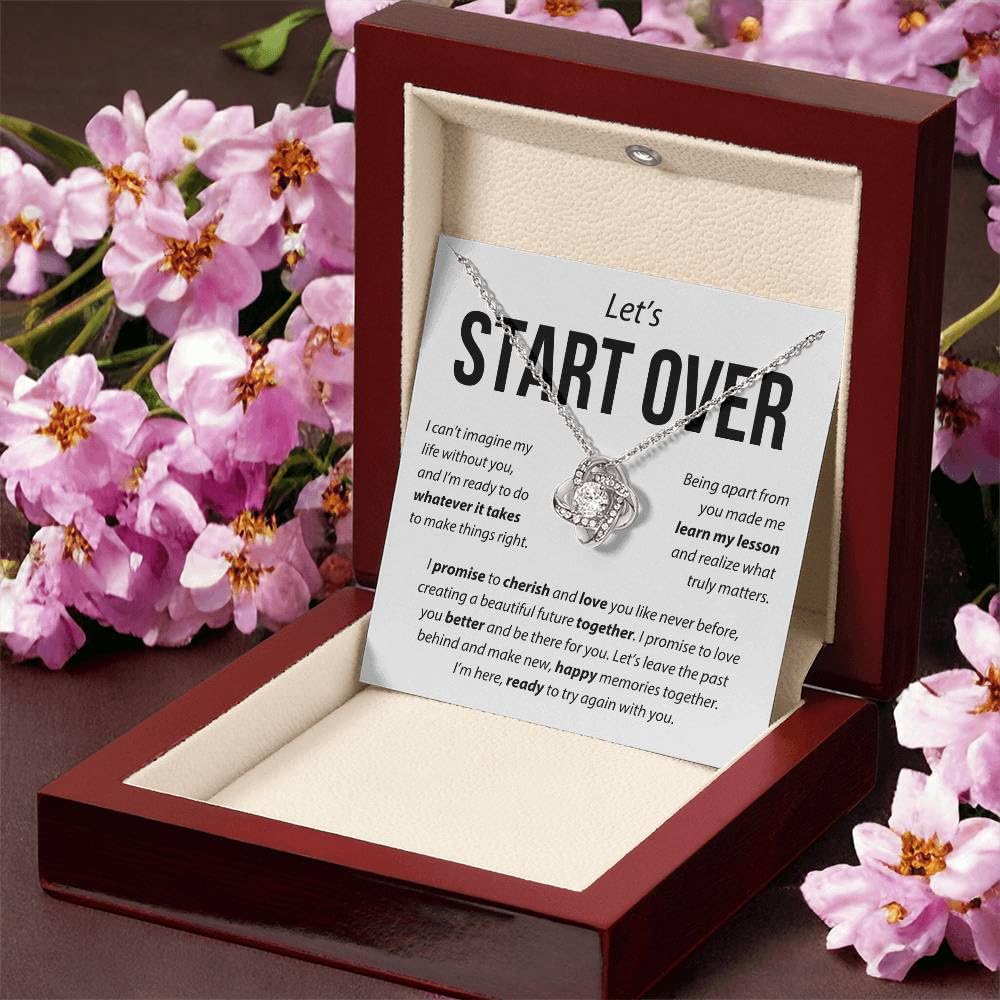 Start Over Necklaces, To My Soulmate Necklace For Women, Gift For Girlfriend, Personalized Birthday Gift For Her Anniversary Valentine, To My Wife Necklace From Husband (Luxury Led Box, Silver)