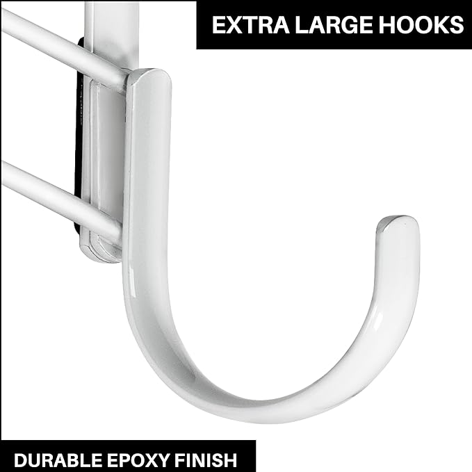 LYNK Professional® Home™ Over The Door Hooks - 5 Hook Over The Door Hanger - Over Door Coat Rack - Hanging Towels or Clothes - Bathroom, Bedroom or Laundry Room - Lifetime Ltd. Warranty – White