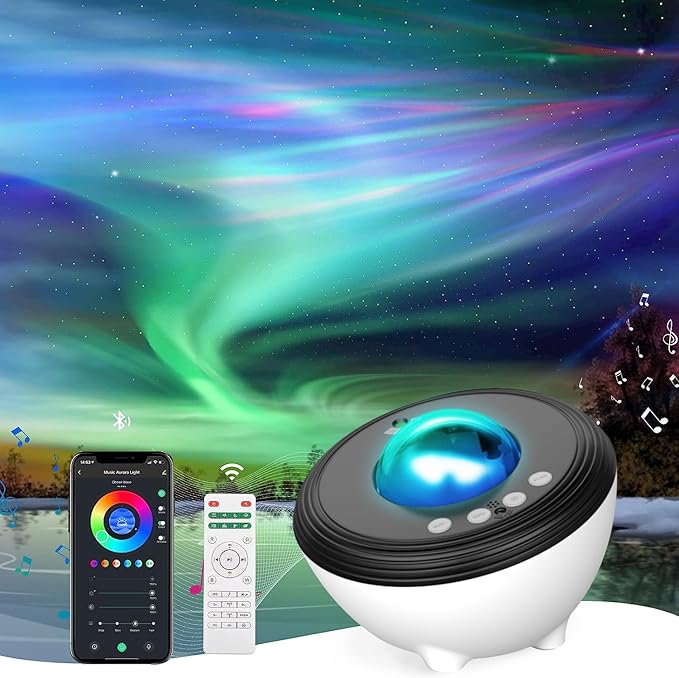 Galaxy Projector Star Lights Projector for Bedroom with 33 Lighting, Aurora Projector with Bluetooth 5.0 Speaker, Smart APP, 8 White Noises Night Light with IR Remote, Timer for Kids Adults