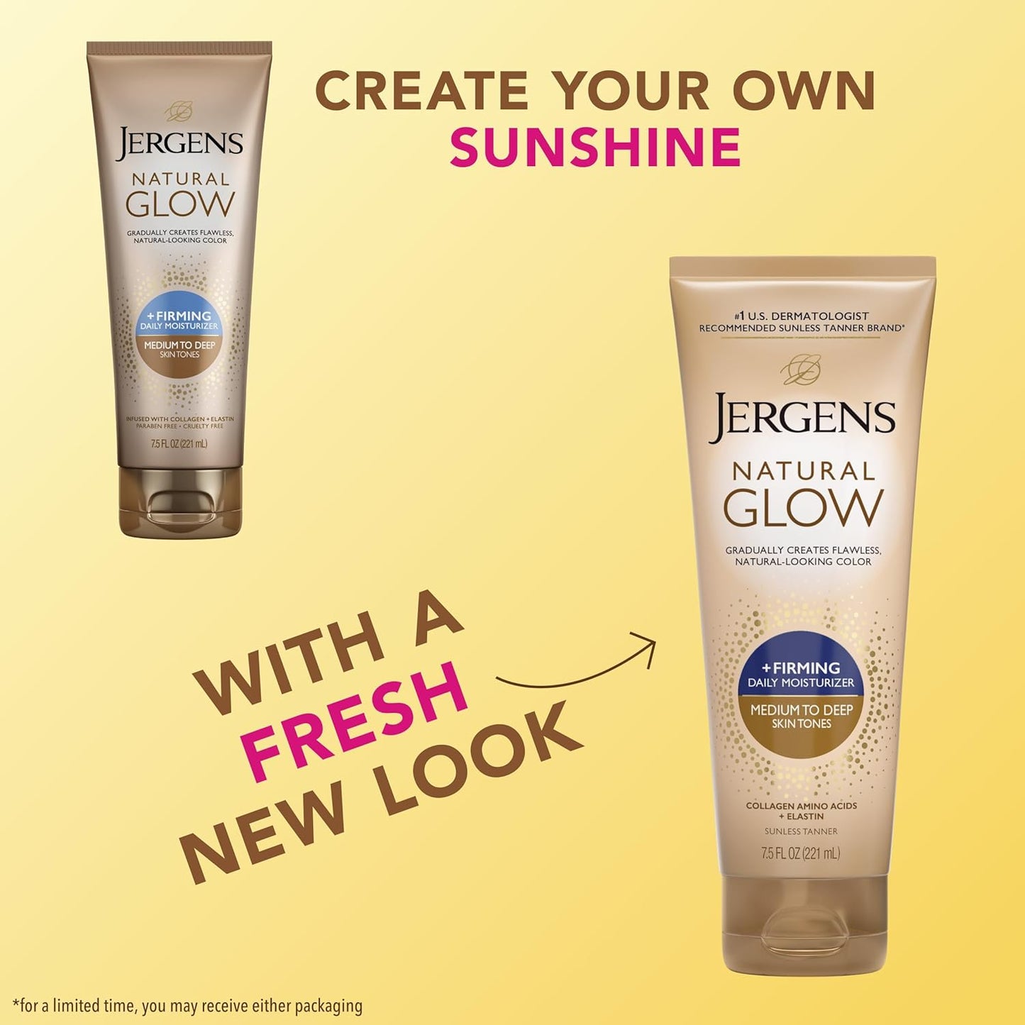 Jergens Natural Gradual Glow Bundle Pack: Daily Moisturizer +Firming 7.5fl oz and SPF20 Face Moisturizer 2fl oz, Medium to Tan