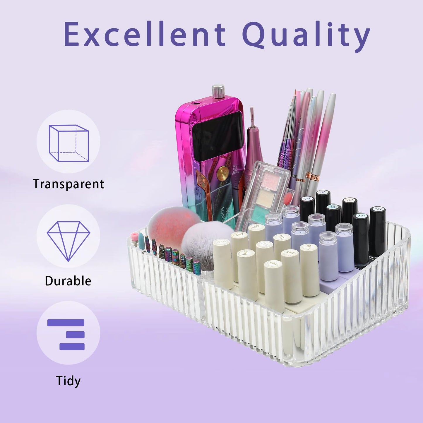 heemeei Nail Drill Machine & Bits Storage Box, 10 Holes Transparent Acrylic Drill Bit Holder, Plastic Nail Drill Tool Displayer Holder Case for Nails, Professional Nail Drill Grinding Bit Organizer