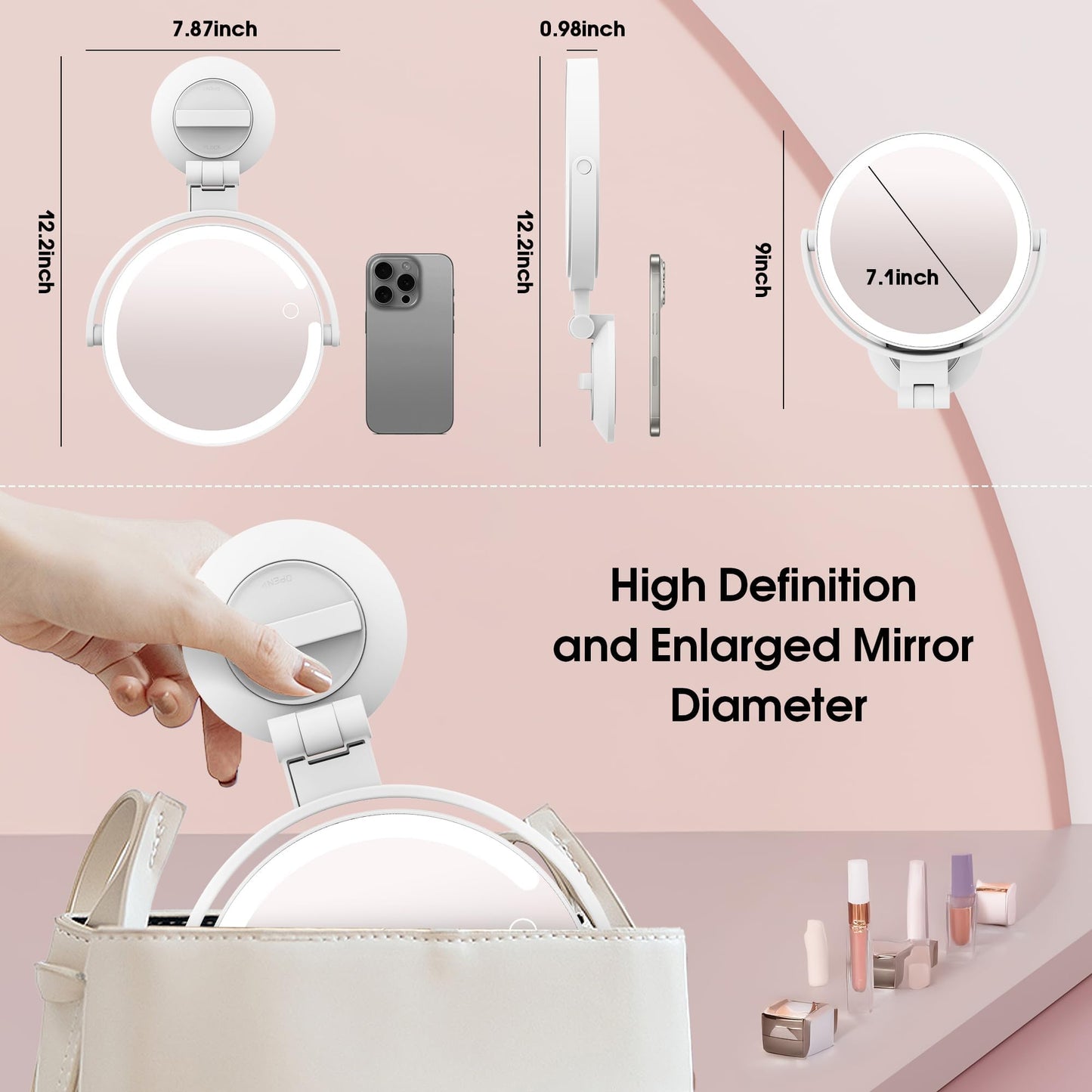 Magnifying Mirror with Light 30X, 2-Sided 30x/1x Magnifying Mirror with Suction Cup, 360° Rotation Wall Mounted Makeup Mirrors with Lights and Magnification, 3 Lighting Modes Adjustable Brightness