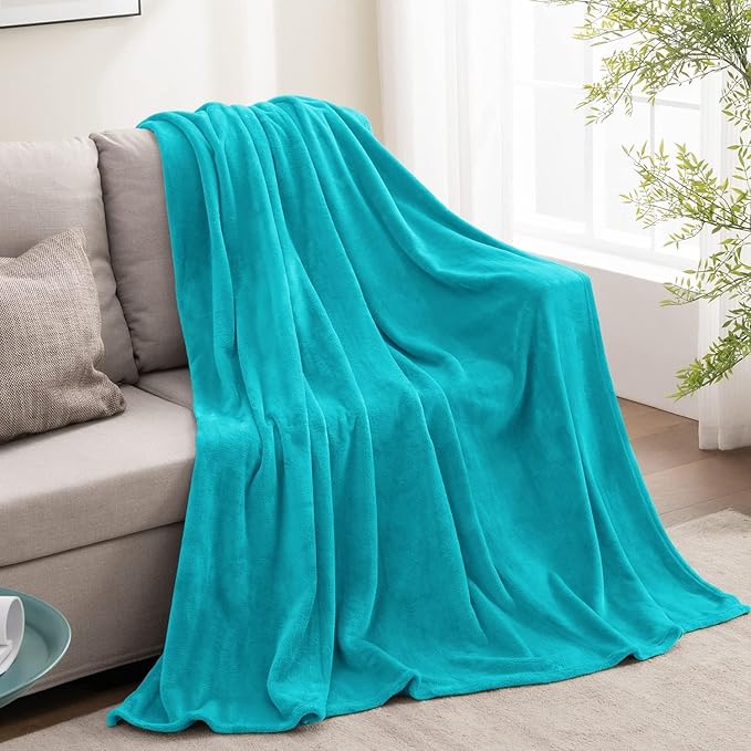 BEDELITE Fleece Blanket Teal Throw Blanket for Couch & Bed, Luxury Plush Cozy Fuzzy Blanket 50" x 60", Super Soft Warm Lightweight Throw Blanket for Travel Camping