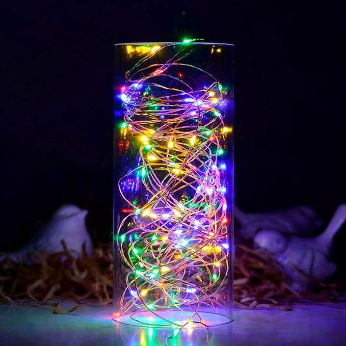 RUICHEN 20 Ft 120 LED USB Fairy String Lights with On/Off Switch, Waterproof Copper Wire Lights for Bedroom Wall Ceiling Wreath Christmas Easter Wedding Party, Multicolor, 2 Pack