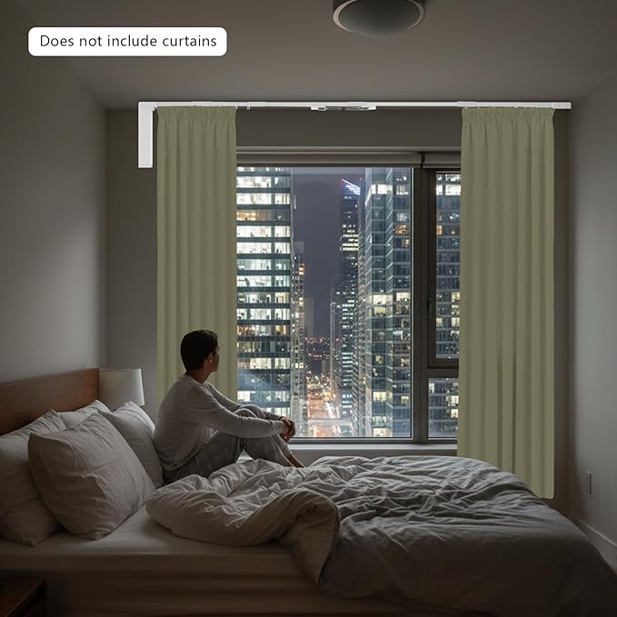 Smart Curtains System, Low Noise 35dB Electric Curtain Track 13.8ft, Smart Electric Curtain Rod with WiFi Remote Voice Control, Voice Control Electric Curtain Track with Timer and Manual Pull