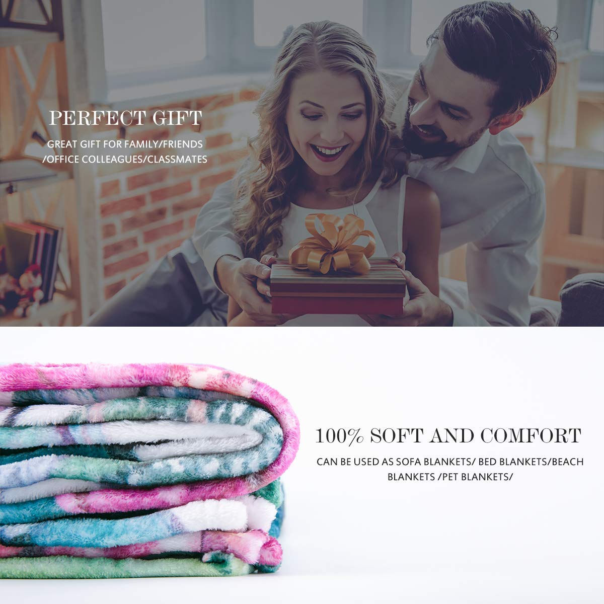 Jekeno Skull Blanket Gifts for Women Men, Rose Skull Throw Blankets Birthday Gifts for Boyfriend Girlfriend Wife Husband Couple, Valentine's Wedding Anniversary Day Gifts Ideas for Him Her