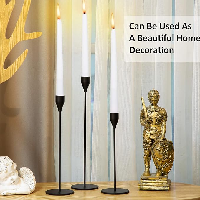 Set of 18 Tall Candlestick Holders Thin Metal Taper Candle Holders for Table Centerpiece Modern Decorative Pillar Candle Sticks Stand for Home Wedding Christmas Decoration(Black)