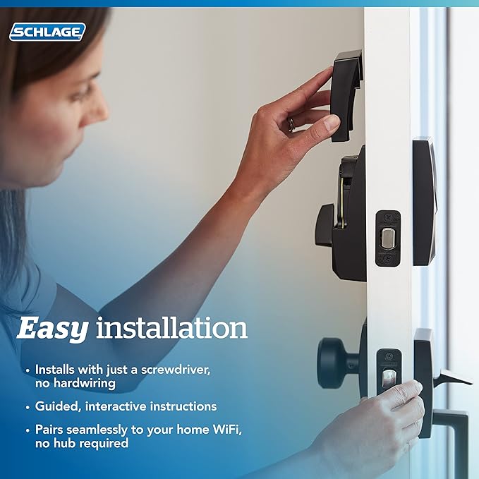 Schlage Encode Plus Smart Wi-Fi Lock for Front Door,Keyless Entry Deadbolt,Unlock with Apple Watch,Built-in WiFi and App Control,Easy Install,Alexa & Apple HomeKit Compatible,Satin Nickel,(Pack of 4)