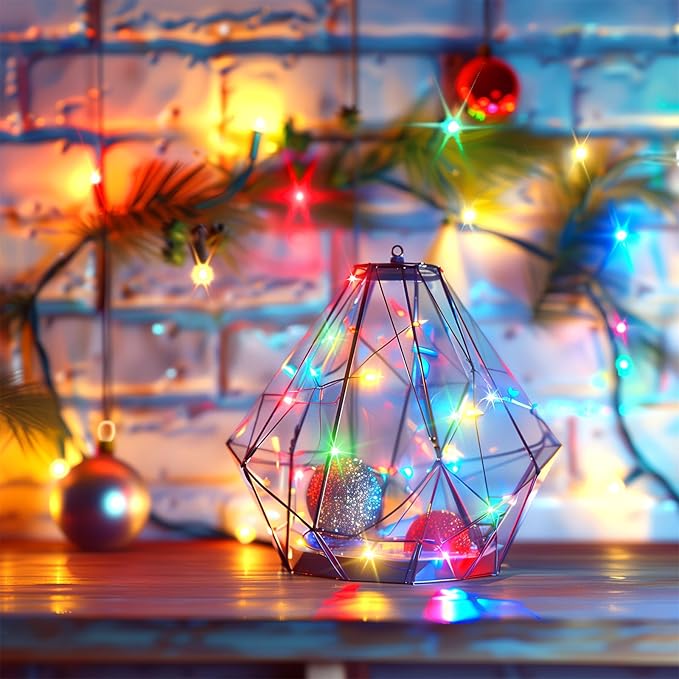 2 Pack Fairy Lights Plug in, 33 Feet 100 LED Waterproof String Lights Plug in on Silver Wire, Starry Firefly Lights for Craft DIY Party Wedding Bedroom Indoor Outdoor Christmas Decorations, Multicolor