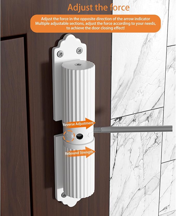 Automatic Door Closer, Zinc Alloy Safety Spring Door Closer 20-60kg Closing Door Hinge, Adjustable Door Spring Closer for Commercial & Home Use with Screws(Black)