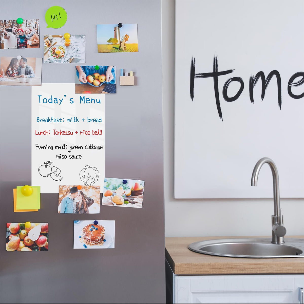 Magnetic Dry Erase Whiteboard for Refrigerators, 8" x 12" White Board on Wall for Organizer and Planner, Kitchen Fridge Shopping List with Marker