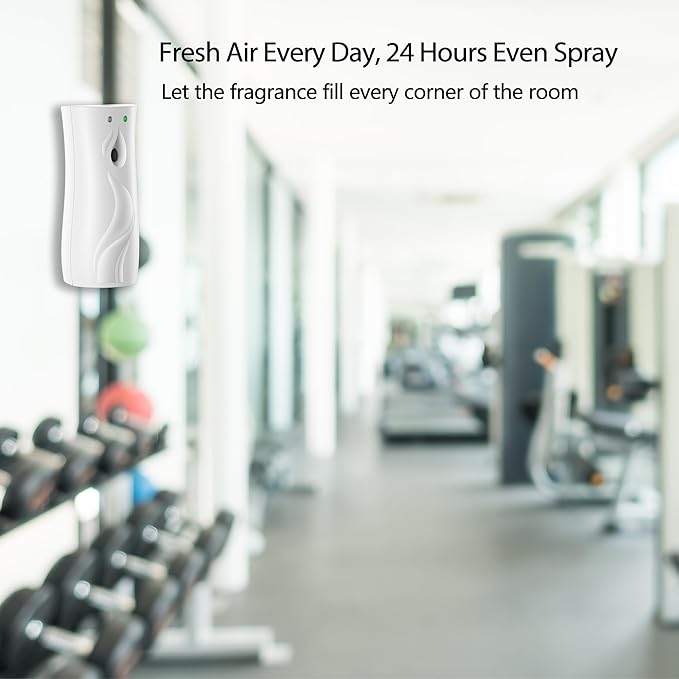 8-Pack Automatic Air Freshener Spray Dispenser with Remote Control,Wall Mounted/Free Standing for Commercial Use,Multiple Time Scent/Mist Release Settings for Room/Restroom (WHITE, standard)