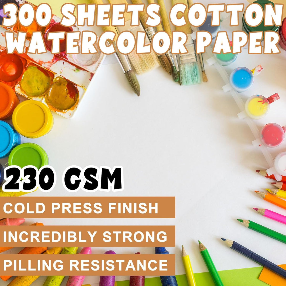 TaoBary 300 Pcs Watercolor Paper Sheet Bulk White Cold Press Paper Pack 110 lb 230 GSM Sketch Painting Watercolor Pad for Watercolorist Beginning Artists Adults Drawing Craft(4 x 6 Inch,230 GSM)