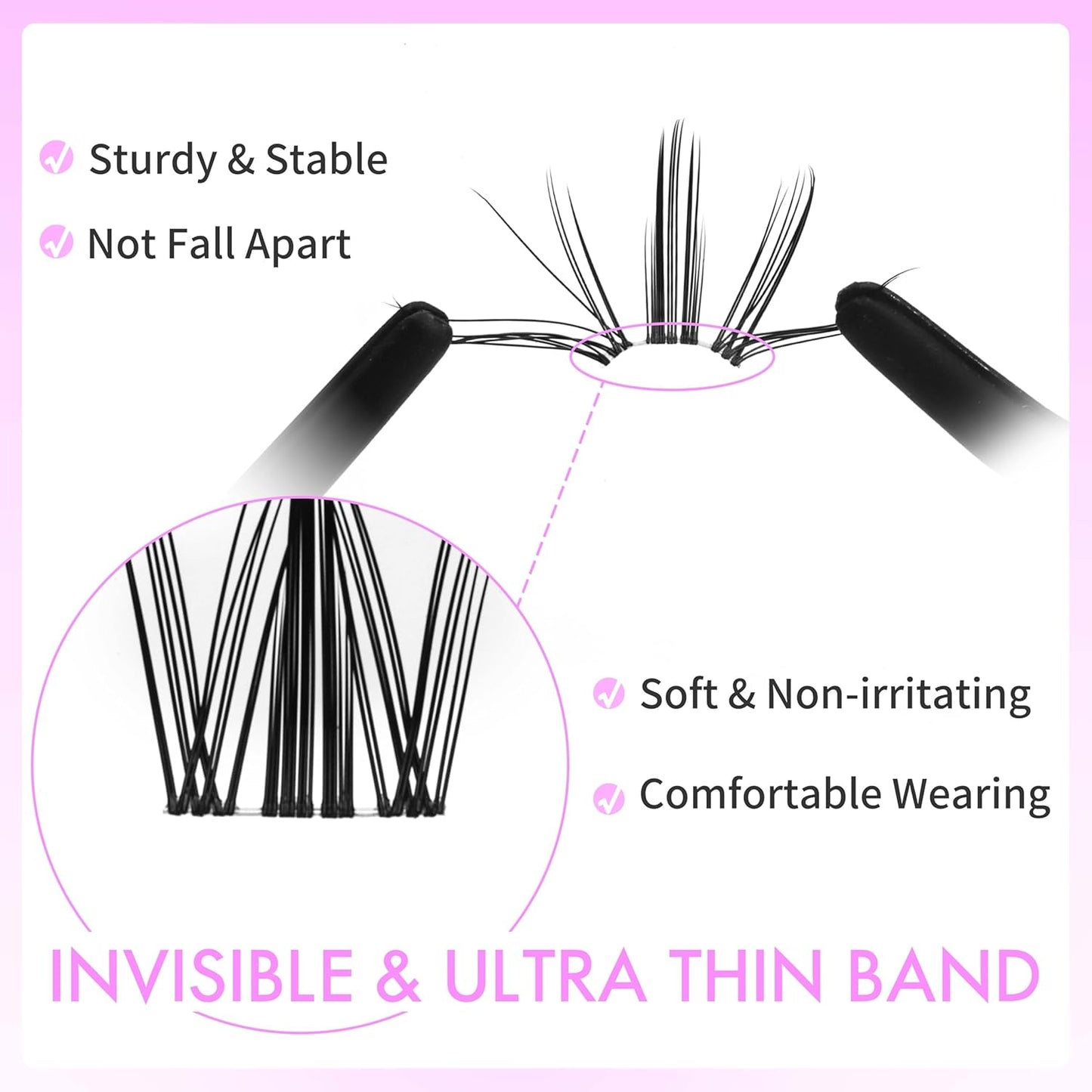 VEYESBEAUTY Lash Clusters Eyelash Extensions Thin & Invisible Band DIY Individual False Eyelashes Newbie's Five-Second Series Wispy Lash Tray for Self-application, Manga Lashes 8-18mm Mixed Length