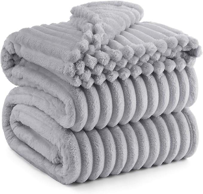 Bedsure GentleSoft King Size Blanket for Bed - Cozy Soft Blankets for Women, Cute Large Fleece Throws for Girls, Light Grey, 108x90 Inches