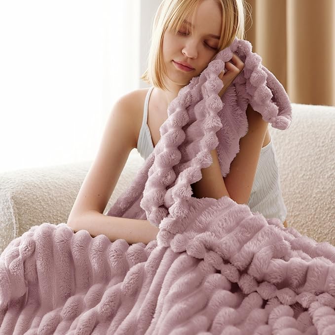 Bedsure GentleSoft Pink Fleece Blanket for Couch - Cozy Soft Blankets for Women, Cute Small Throws for Girls, 50x70 Inches