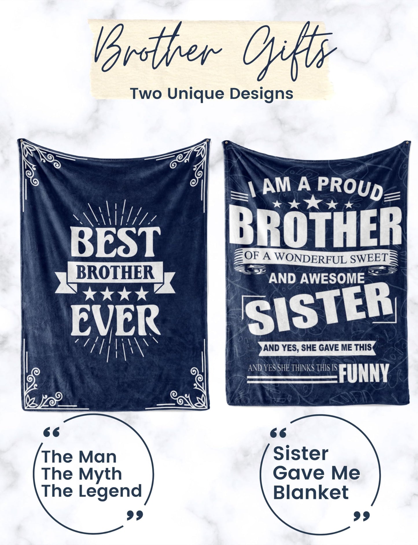 InnoBeta Gifts for Brother Adult from Sister, Bed Flannel Blankets Throws for Brothers for Birthday, Christmas (50"x 65") - Awesome Sister