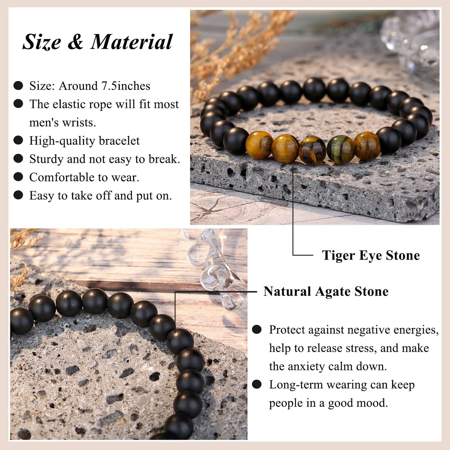 UPROMI 50th Birthday Gifts Decorations for Him Men, Happy 1975 Birthday Gifts for 50 Year Old Man Male Bracelet Ideas