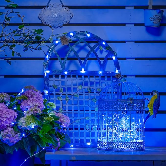 JMEXSUSS 200 LED Blue Fairy Lights Plug in, 66 ft Christmas Tree Lights Outdoor Waterproof with 8 Modes, Christmas Twinkle Lights for Bedroom Christmas Tree Decor