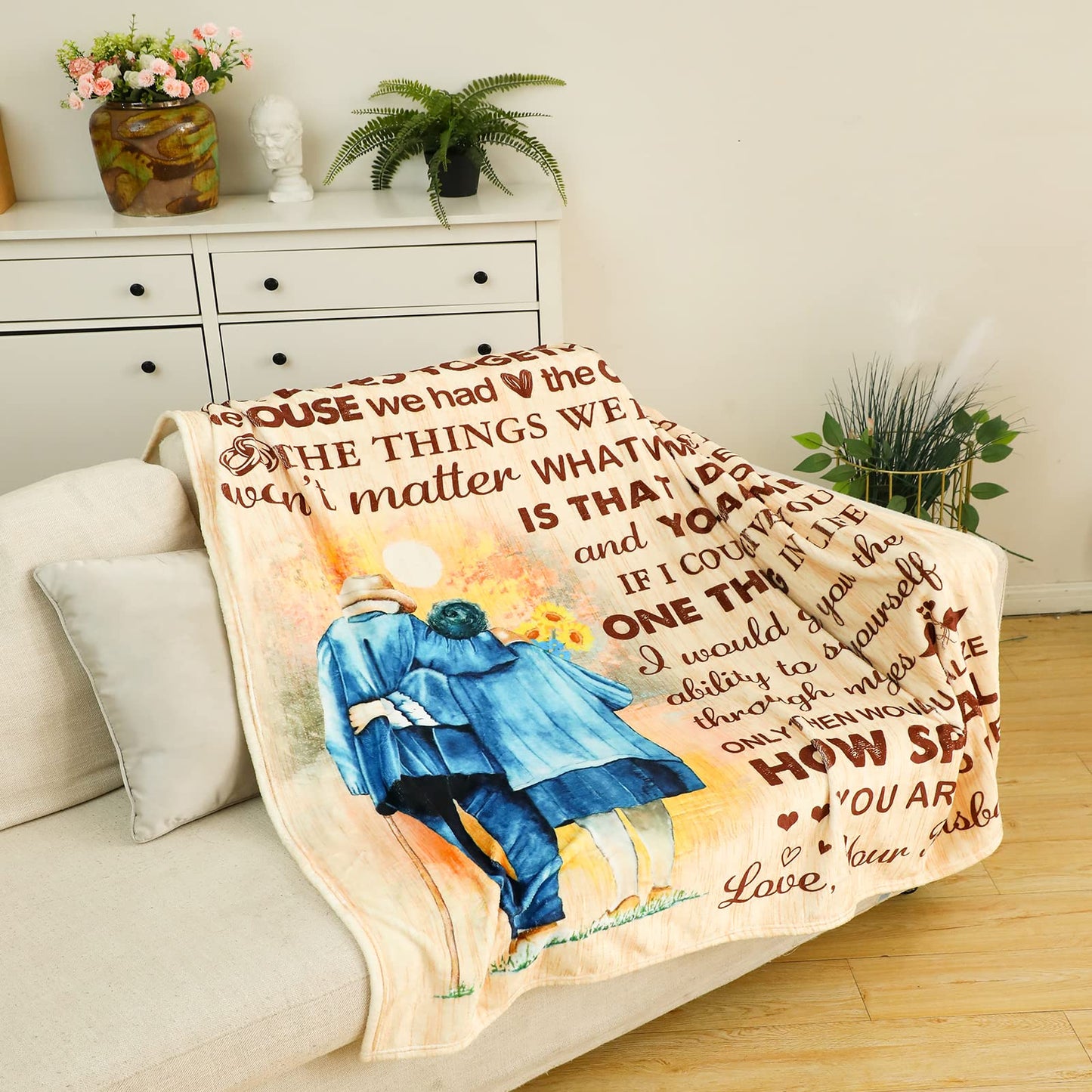 noilfasiki Fathers Day Anniversary Birthday Gifts for Him Her Romantic I Love You to My Love Blanket Mothers Valentines Present Ideas for Wife Husband Bed Throw Blanket 60"x50"