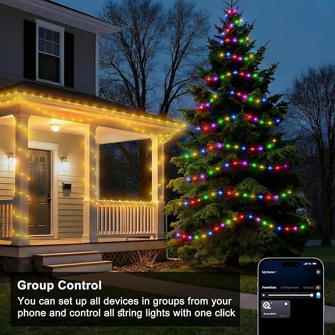OMIKA 100FT 300 LED Fairy Lights Plug in, Smart String Lights with APP & Remote Control DIY Music Sync, Warm White & Color Changing Christmas Lights for Outdoor Indoor Bedroom Party Dorm Decoration