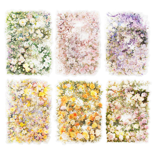 MiyouLuna 60 Pcs Vintage Flower PET Stickers Set, Large Floral Corner Stickers for Scrapbooking, Journaling, DIY Crafts, with Organizer