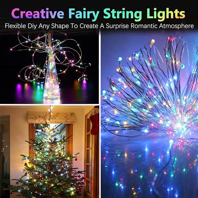 2 Pack Christmas Fairy Lights Battery Operated, 20FT 60LED RGB Color Changing String Lights, Indoor & Outdoor Twinkle Light with Timer and Remote for Bedroom Wedding Birthday Christmas Decorations
