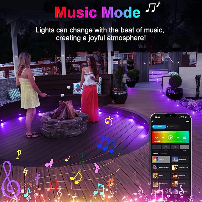 Low Voltage LED Deck Lights, 30 Pack 1.22" Smart WiFi RGBW 3000K Recessed Step & Stair Lighting Kit, IP67 Waterproof Outdoor for Deck, Walkway & Landscape, Compatible with Alexa & Google Assistant