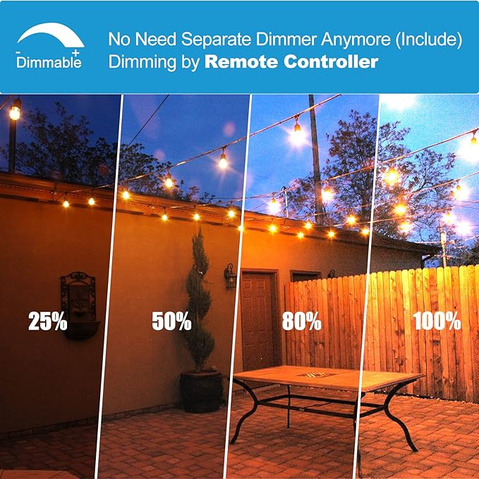 Lightdot 96FT Outdoor RGB String Lights,Outside Hanging Light Waterproof for Porch, Deck, Garden, Backyard, Balcony, Dimmable- ETL Listed