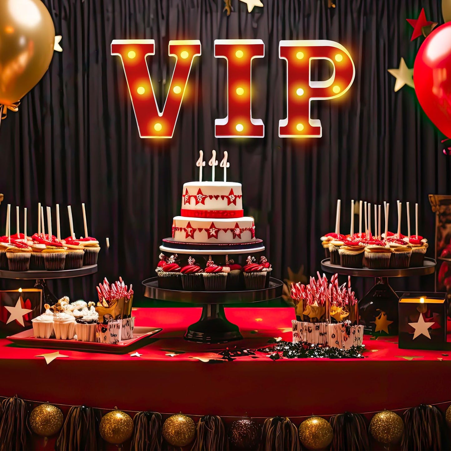 Aurelema VIP 6.3" Light up Letters Sign Party Decorations Battery Powered Marquee Lighted Sign LED Alphabet Letter Lights for Night Party Birthday Home Tabletop Decor Supplies"