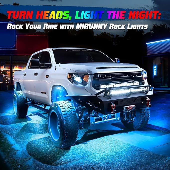 RGB LED Rock Lights Kit, 6 pods Underglow Multicolor Neon Pod with Bluetooth App Control Flashing Music Mode IP68 Exterior Wheel Well Light for Truck ATV UTV RZR SUV