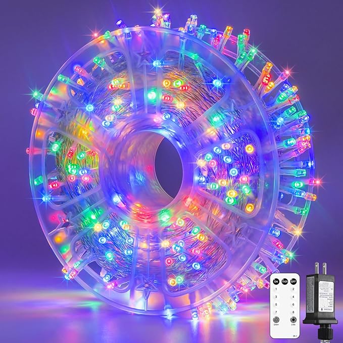 JMEXSUSS 132ft 400 LED Christmas Lights Indoor Outdoor Waterproof, 8 Modes Multicolor Christmas Tree Lights Plug in with Remote, Twinkle String Light for Bedroom Party Tree Christmas Decor
