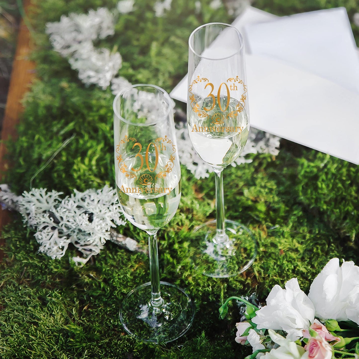 Tom Boy 30th Anniversary Champagne Flutes, 30th Wedding Anniversary Couple Gifts, Wedding Anniversary Champagne Flutes Glasses Set of 2, Couples gifts, Anniversary 30th Gifts for Parents