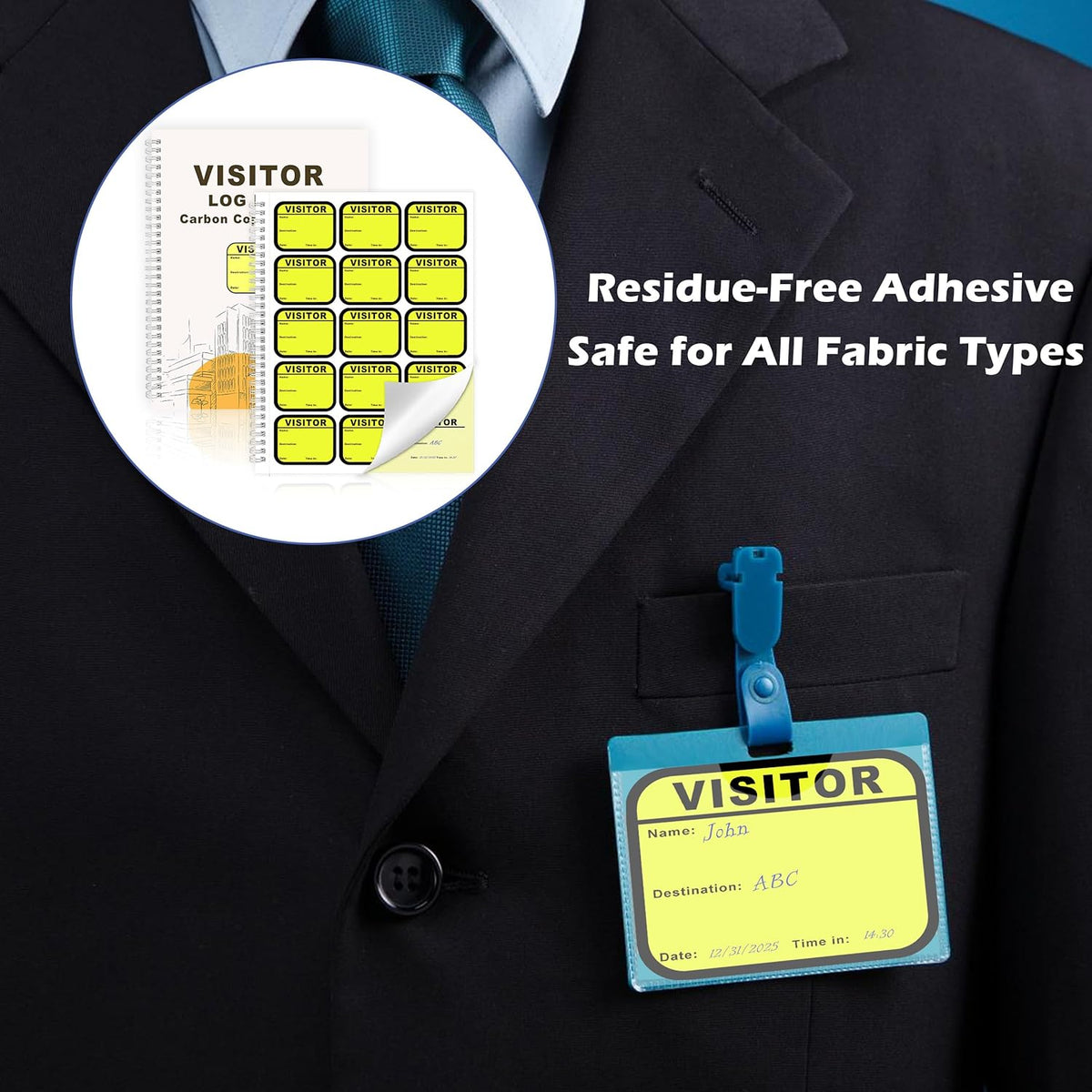 2 Pack of 450 Visitor Badges Registry Log with Carbon Copy Visitor Stickers Letter Size Visitor Log Book Extras Protecting Privacy Pages Spiral-Bound Self Visitor Badges Guest Register Book (2)