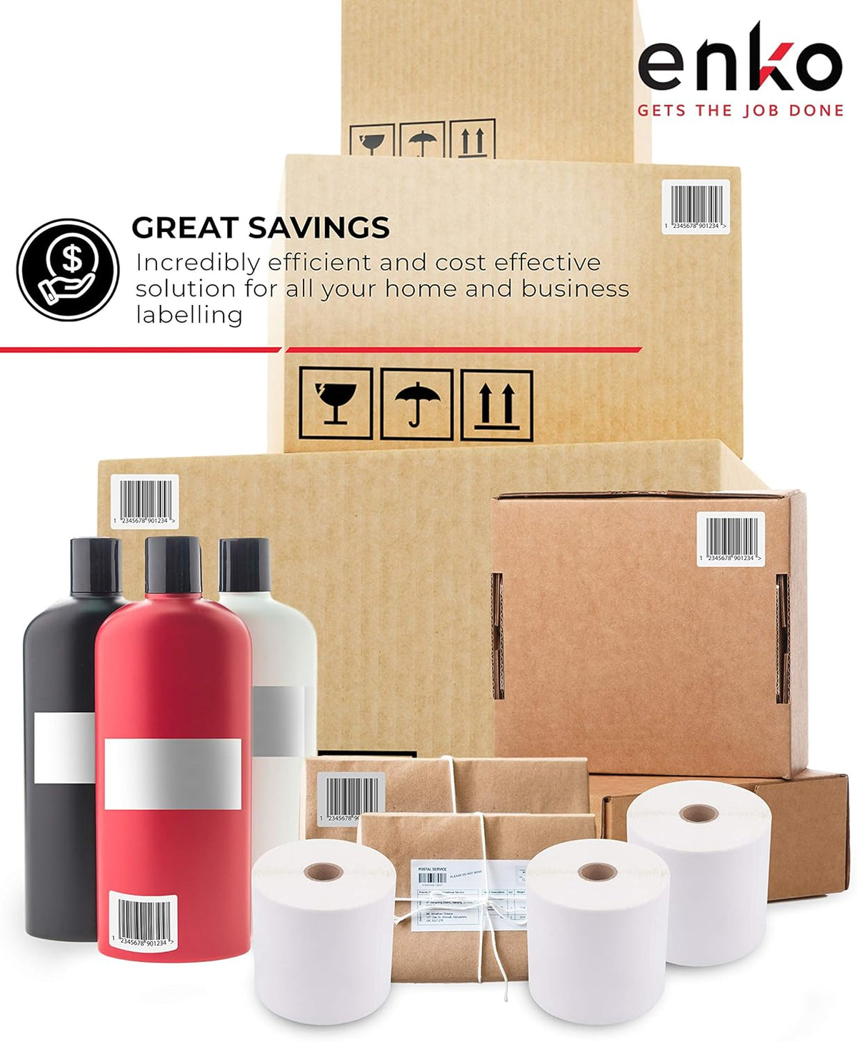 enKo 1 Roll 4" x 6" Direct Thermal 1000 Labels 3" Core - Address & Shipping Labels Compatible for Industrial Printer Zebra 220Xi4 ZT200 ZT400 ZT510 ZT600 Datamax NATO Intermec